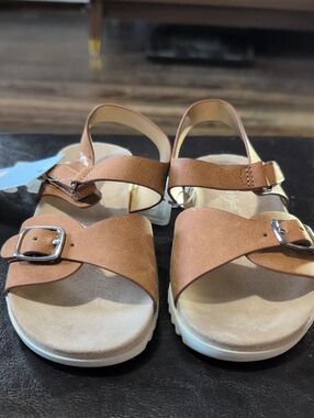 Cat & Jack Brown Two-Strap Buckle Sandals